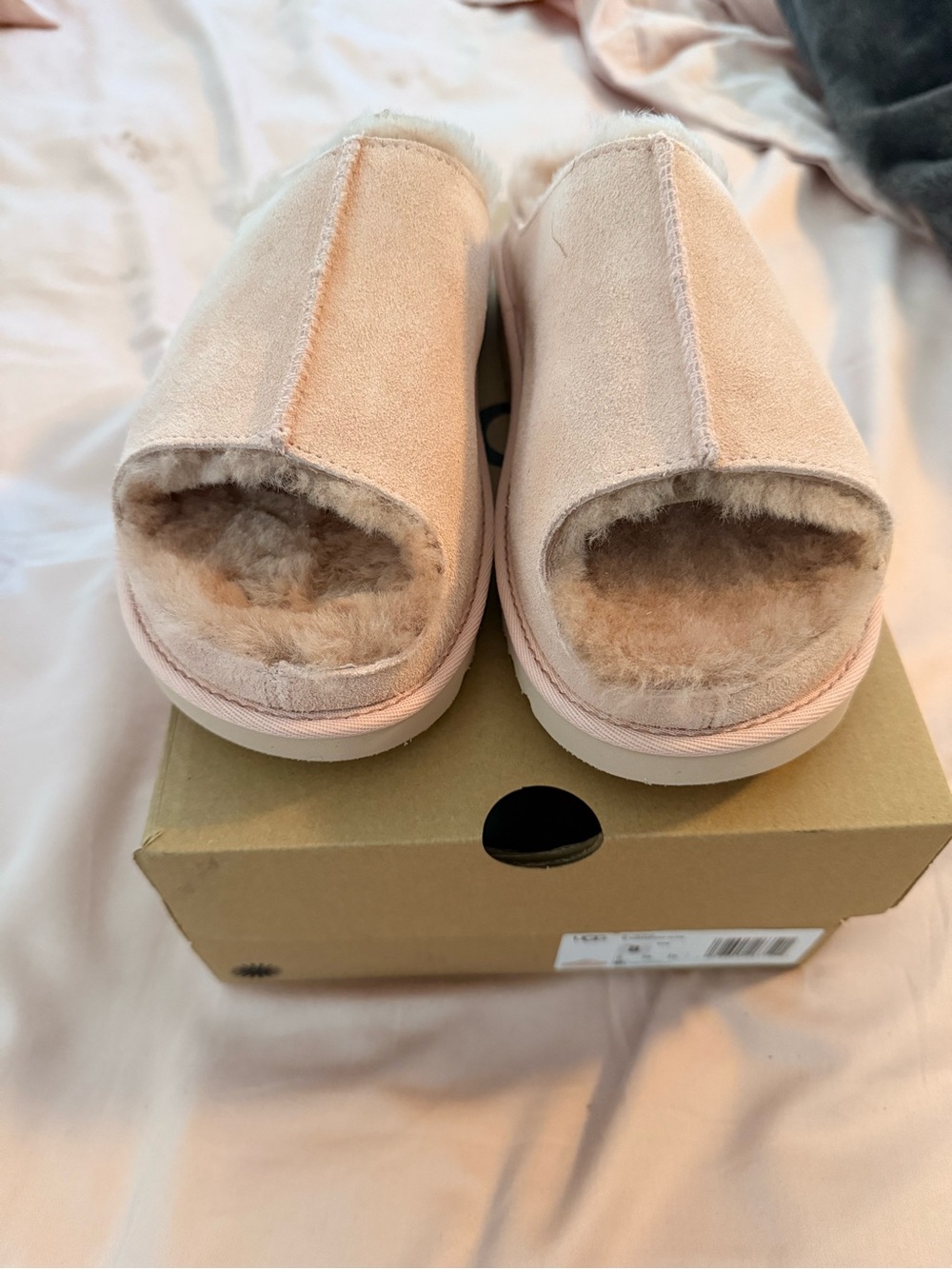 UGG Pink Shearling Slide Slippers